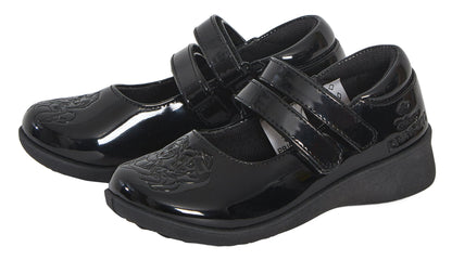 Girls Disney Princess School Shoes Kids Black Patent Party Shoes Easy Fastening