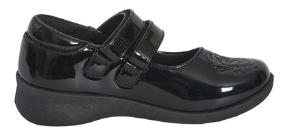 Girls Disney Princess School Shoes Kids Black Patent Party Shoes Easy Fastening
