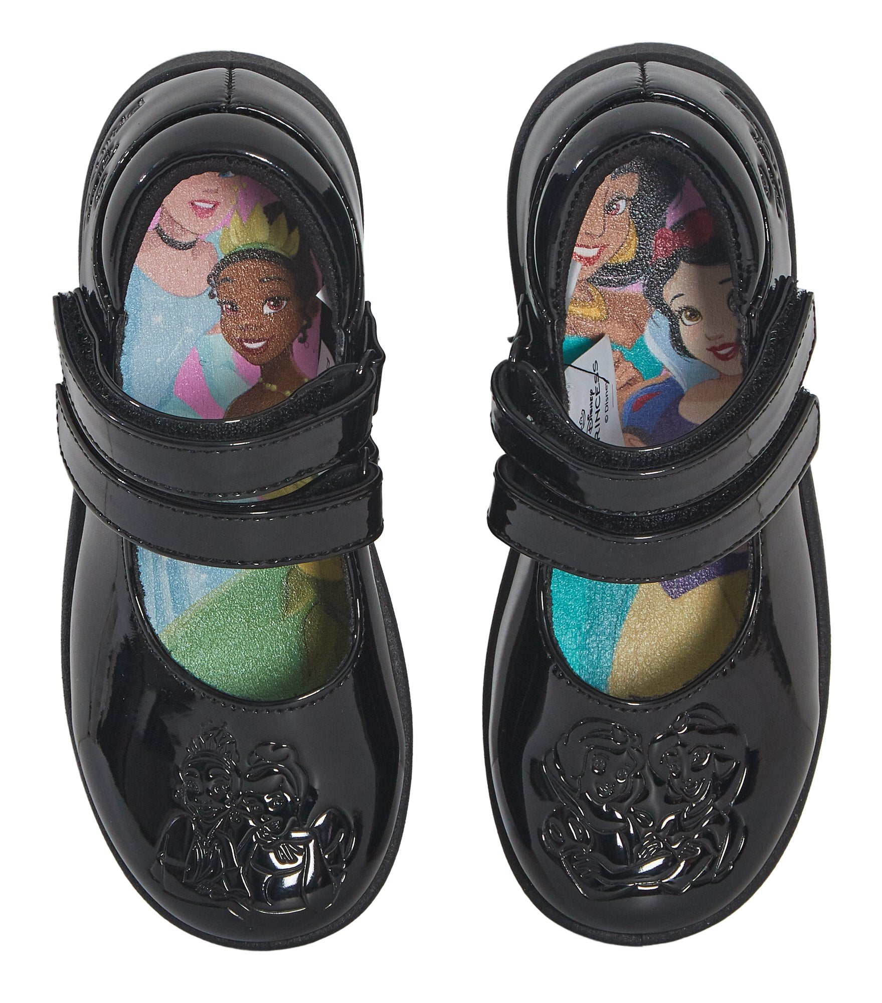 Girls Disney Princess School Shoes Kids Black Patent Party Shoes Easy Fastening