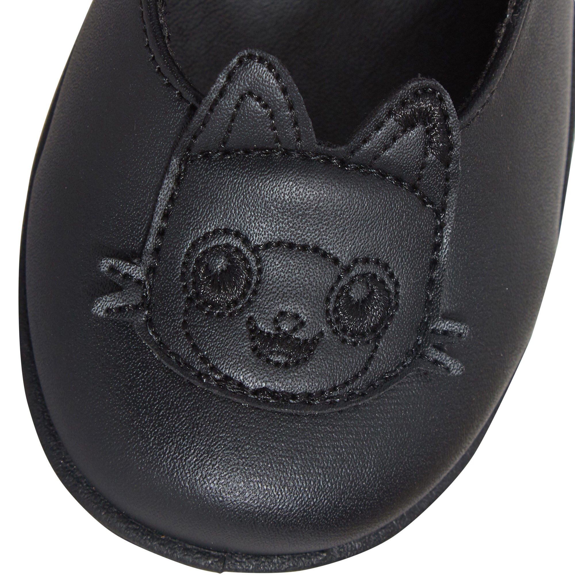 Girls Gabby's Dollhouse School Shoes 2D Cat Ears Easy Fasten Black Party Shoes