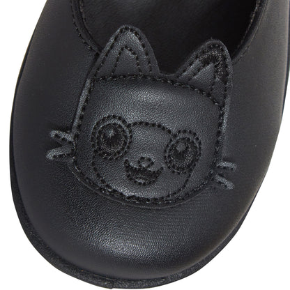 Girls Gabby's Dollhouse School Shoes 2D Cat Ears Easy Fasten Black Party Shoes