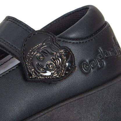 Girls Gabby's Dollhouse School Shoes 2D Cat Ears Easy Fasten Black Party Shoes
