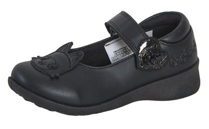 Girls Gabby's Dollhouse School Shoes 2D Cat Ears Easy Fasten Black Party Shoes