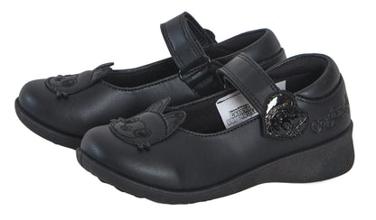 Girls Gabby's Dollhouse School Shoes 2D Cat Ears Easy Fasten Black Party Shoes