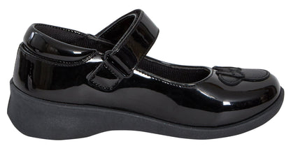 Girls Disney Minnie Mouse School Shoes Kids Black Patent Easy Fasten Party Shoes