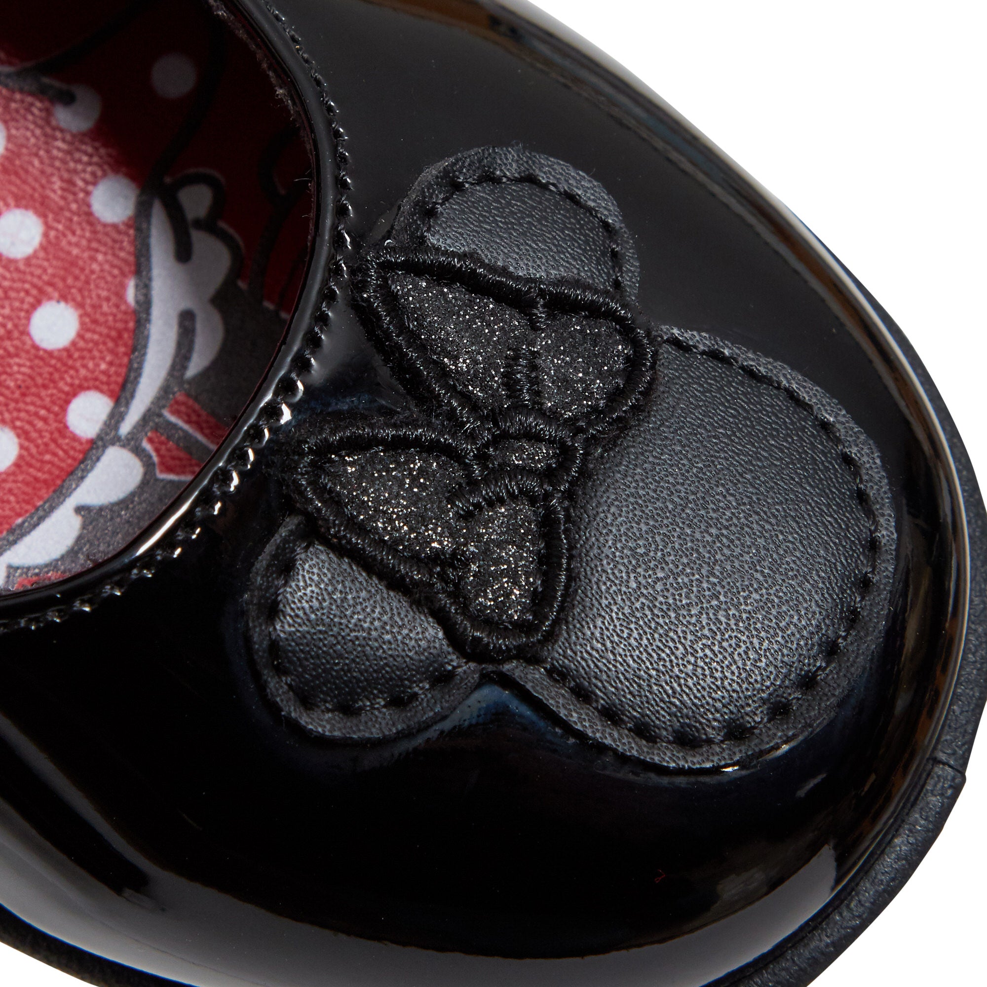 Girls Disney Minnie Mouse School Shoes Kids Black Patent Easy Fasten Party Shoes