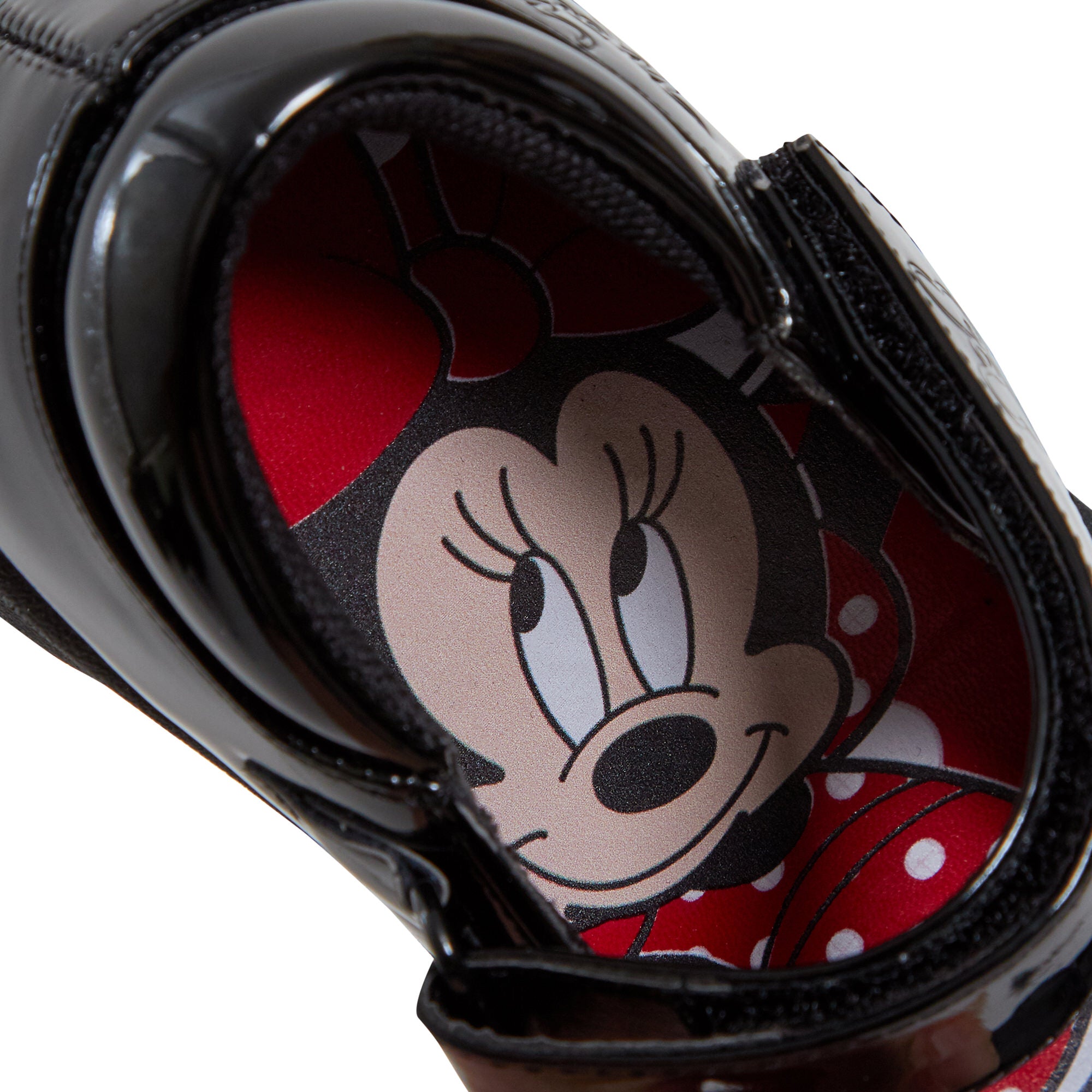 Girls Disney Minnie Mouse School Shoes Kids Black Patent Easy Fasten Party Shoes