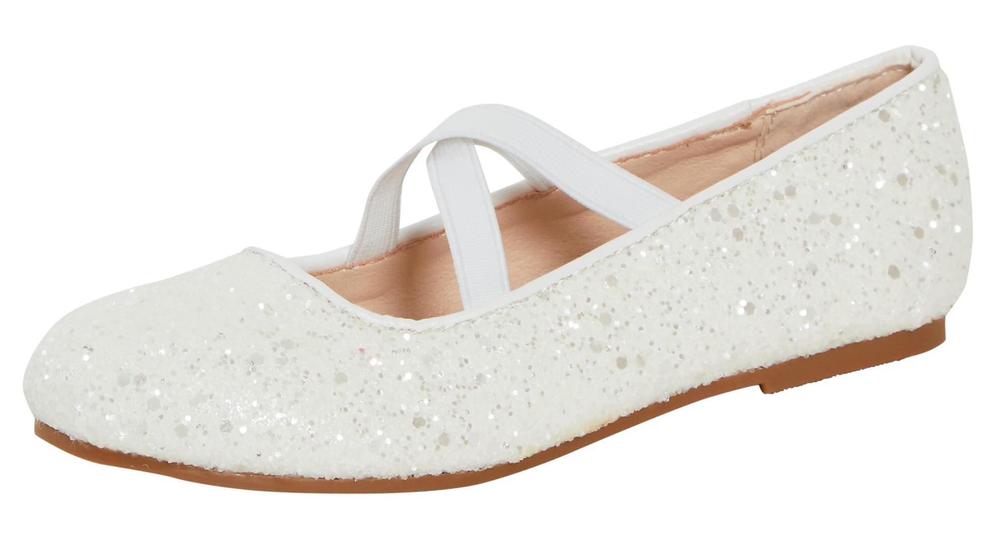 Girls Glitter Ballet Shoes Kids Elastic Strap Party Wedding Bridesmaid Shoes