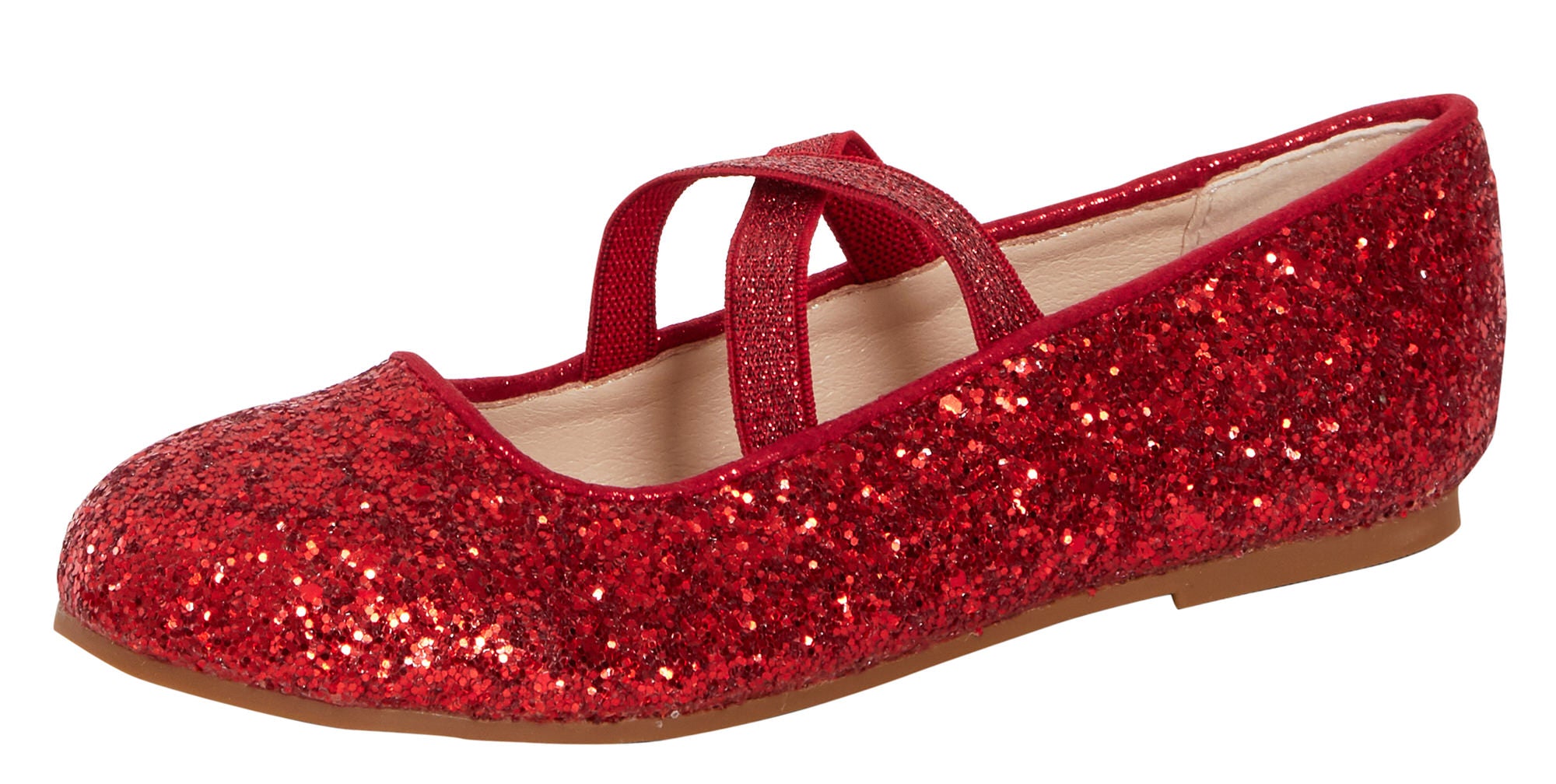 Girls Glitter Ballet Shoes Kids Elastic Strap Party Wedding Bridesmaid Shoes