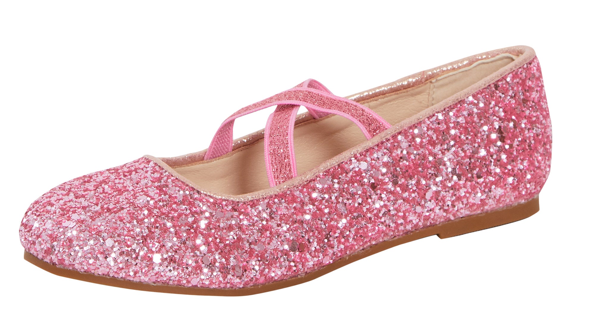 Girls Glitter Ballet Shoes Kids Elastic Strap Party Wedding Bridesmaid Shoes