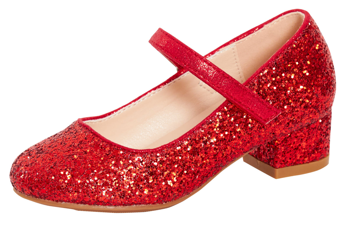 Girls Faux Leather Low Block Heel Party Shoes Mary Jane Kids Wedding Prom Size