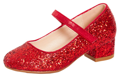 Girls Faux Leather Low Block Heel Party Shoes Mary Jane Kids Wedding Prom Size