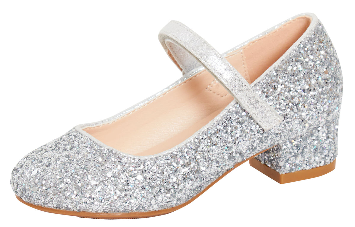 Girls Faux Leather Low Block Heel Party Shoes Mary Jane Kids Wedding Prom Size