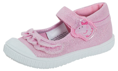 Kids Peppa Pig Canvas Pumps Girls Easy Touch Fasten Plimsolls Trainers Shoes