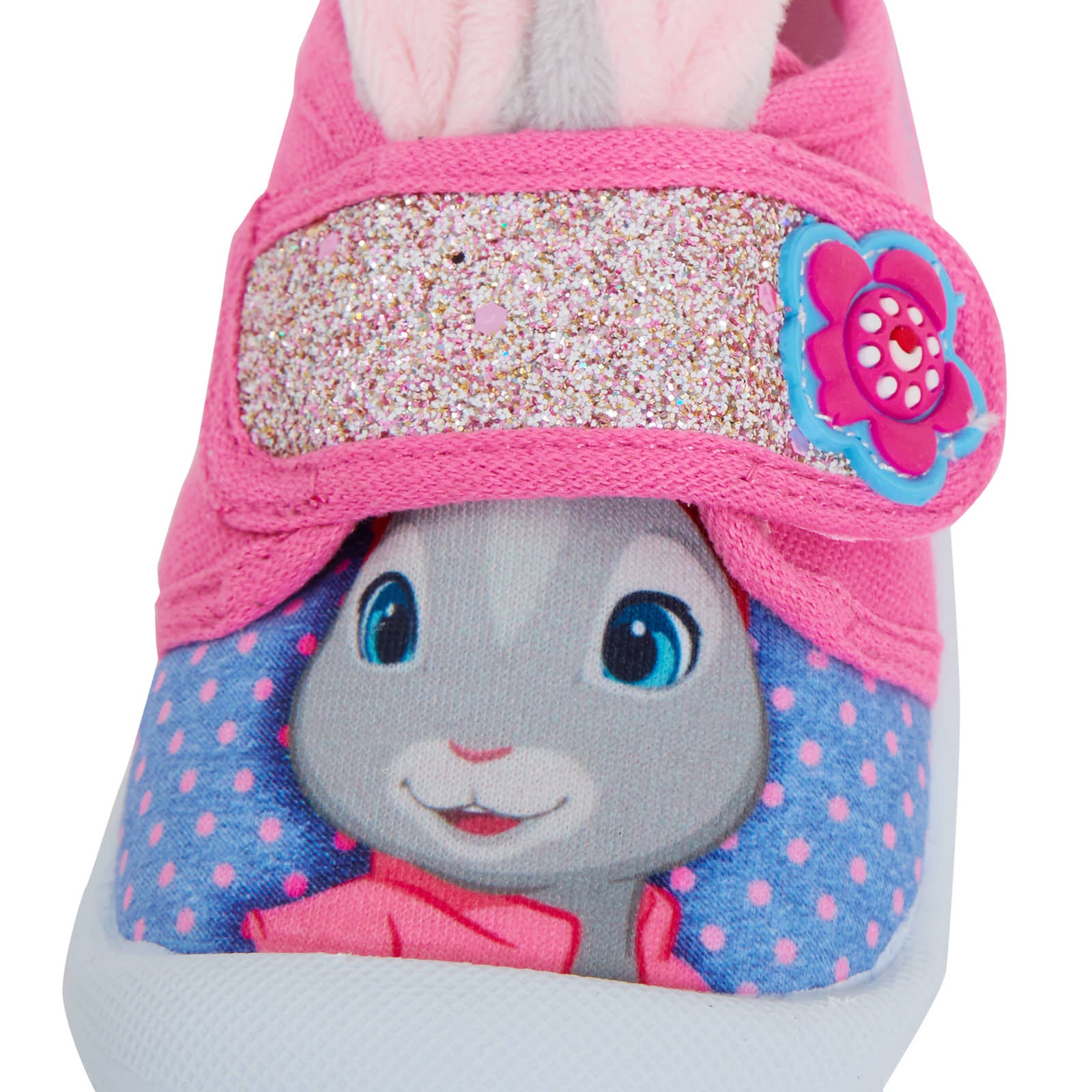 Girls Lily Bobtail 3D Ears Canvas Pumps Kids Peter Rabbit Trainers Plimsolls