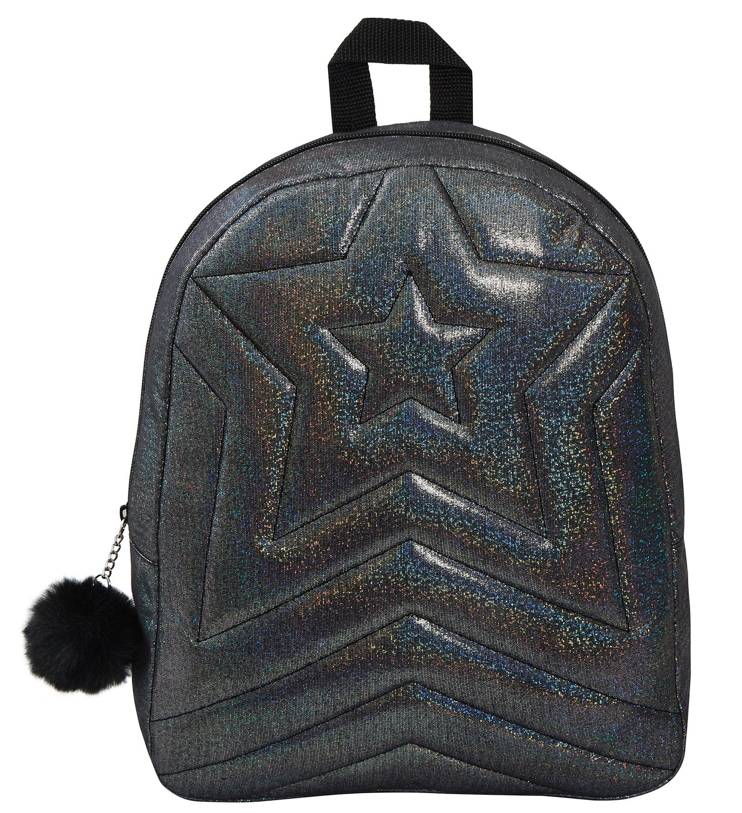 Girls Back To School Bag Teens Quilted Shimmer Black Backpack Juniors Rucksack