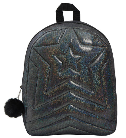 Girls Back To School Bag Teens Quilted Shimmer Black Backpack Juniors Rucksack