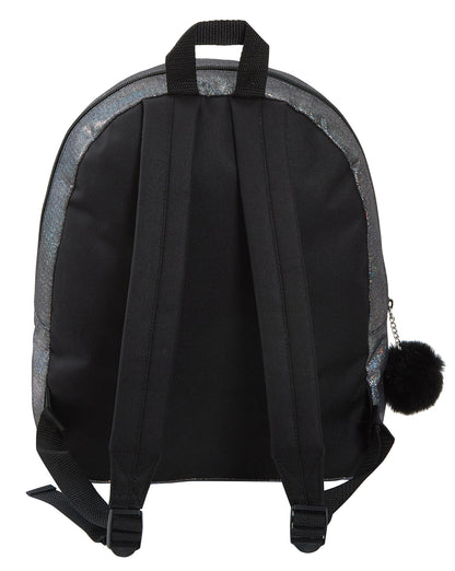 Girls Back To School Bag Teens Quilted Shimmer Black Backpack Juniors Rucksack