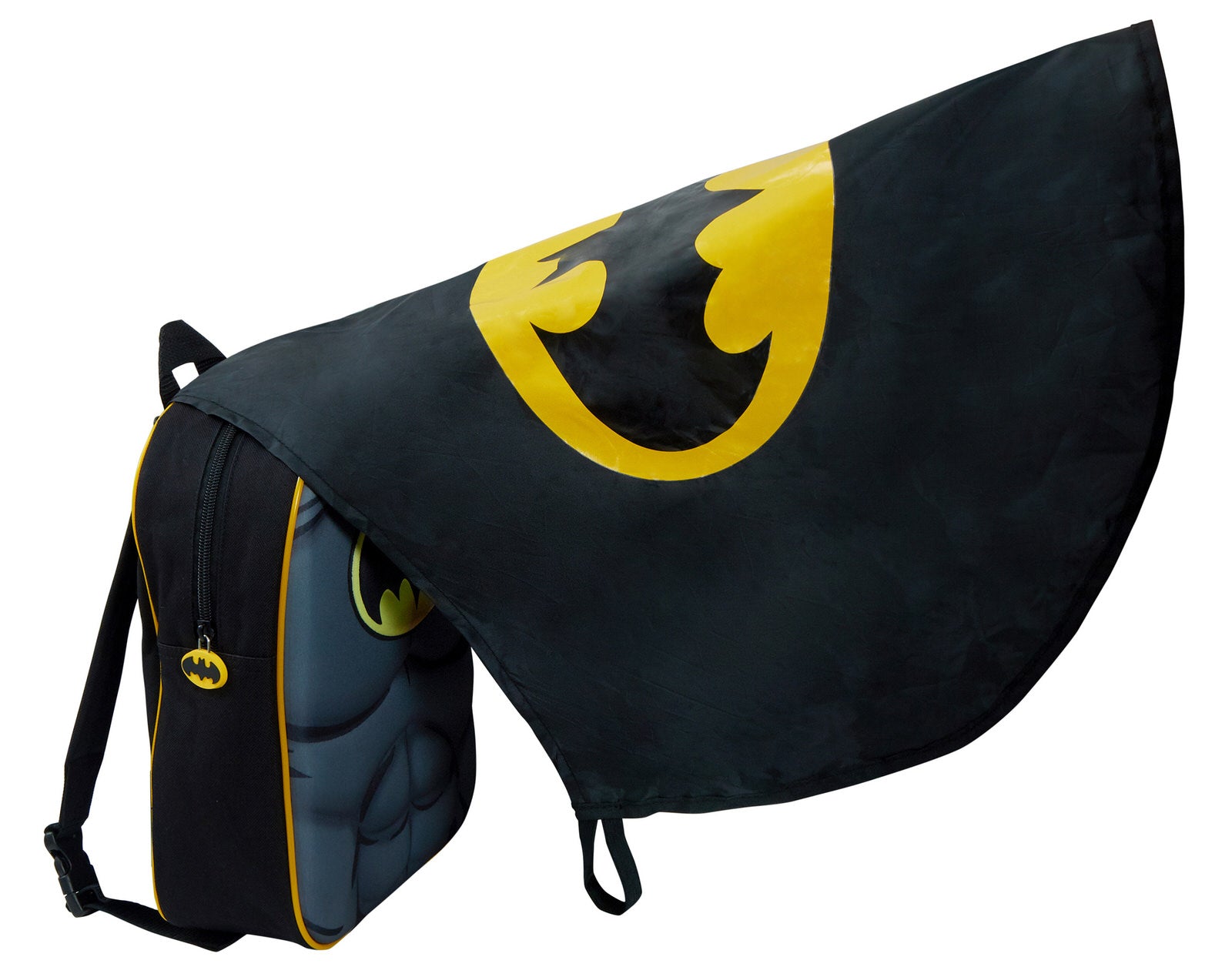 Boys Batman 3D Backpack With Cape in Pocket Kids Dress Up Costume Rucksack Bag