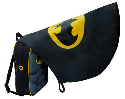 Boys Batman 3D Backpack With Cape in Pocket Kids Dress Up Costume Rucksack Bag