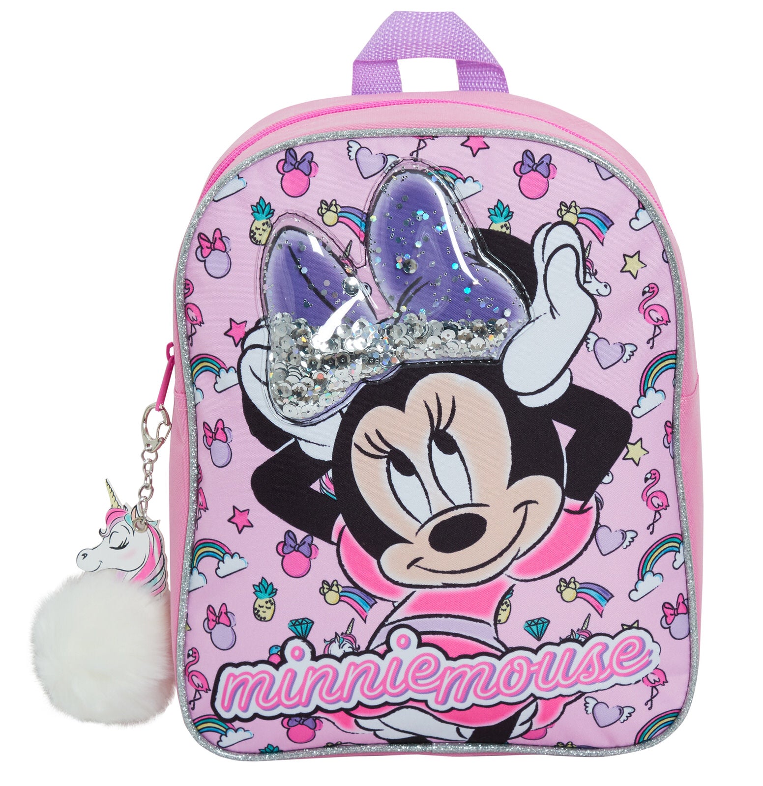 Disney Minnie Mouse Glitter Backpack Kids School Nursery Lunch Book Bag Rucksack
