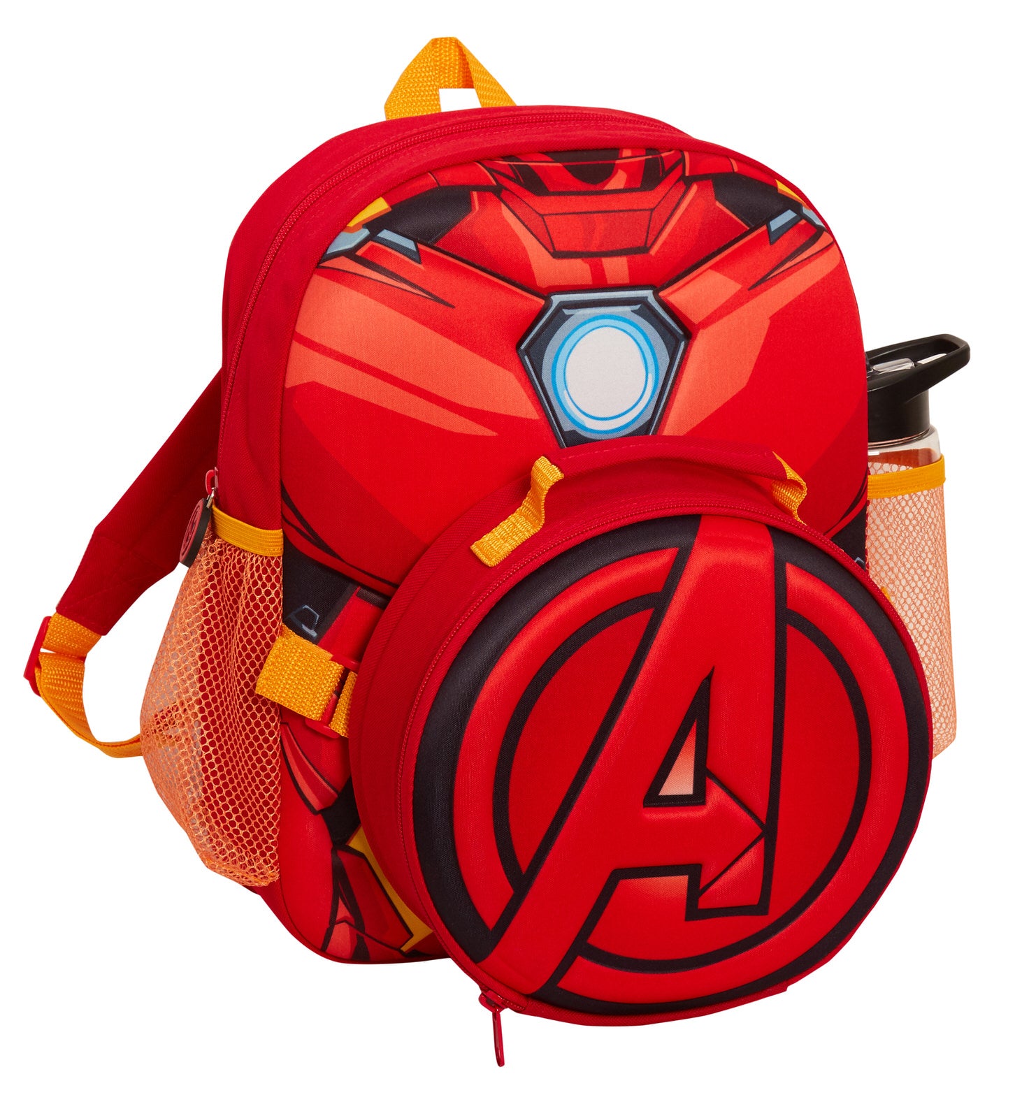 Boys Marvel Iron Man Backpack + Lunch Bag Water Bottle Holder Matching 2 Pc Set
