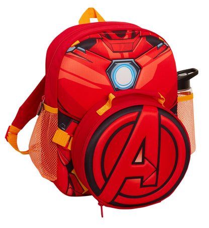 Boys Marvel Iron Man Backpack + Lunch Bag Water Bottle Holder Matching 2 Pc Set