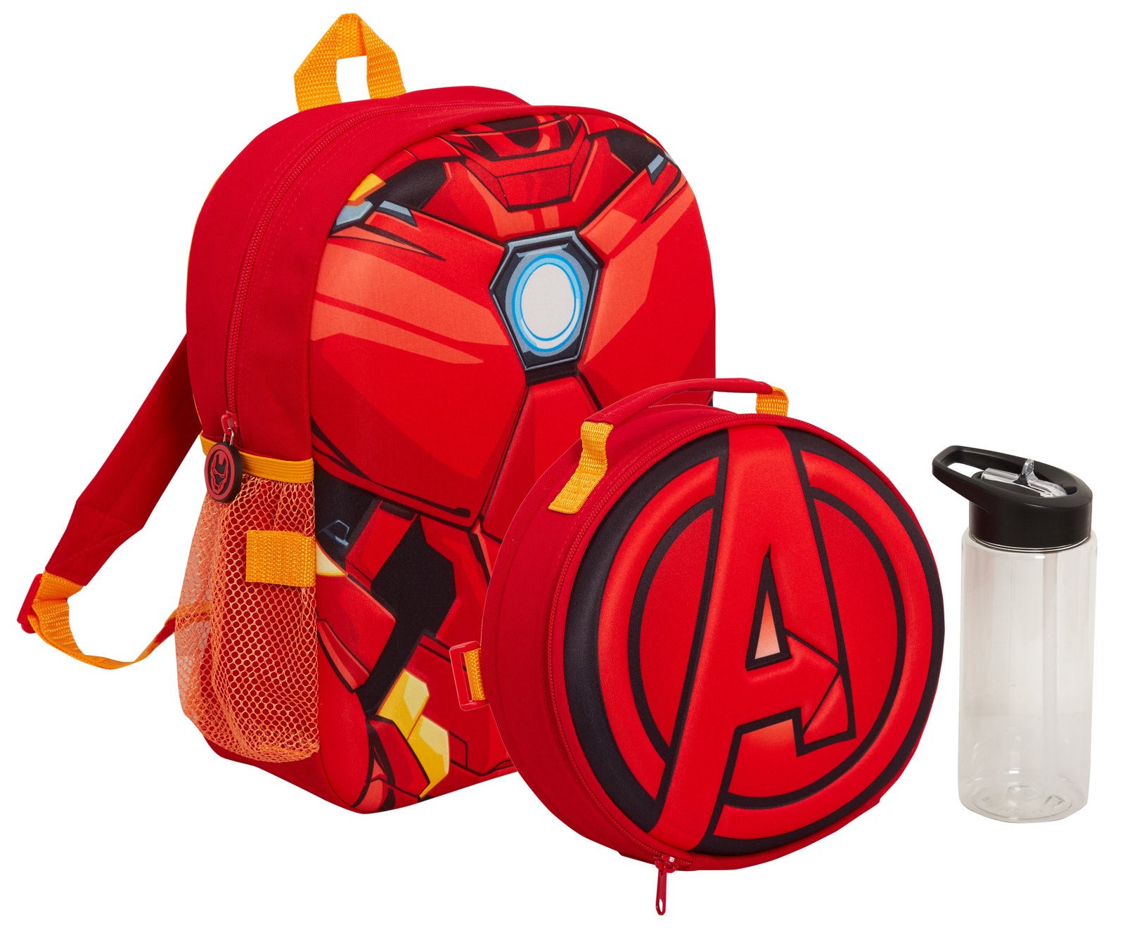Boys Marvel Iron Man Backpack + Lunch Bag Water Bottle Holder Matching 2 Pc Set