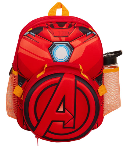 Boys Marvel Iron Man Backpack + Lunch Bag Water Bottle Holder Matching 2 Pc Set
