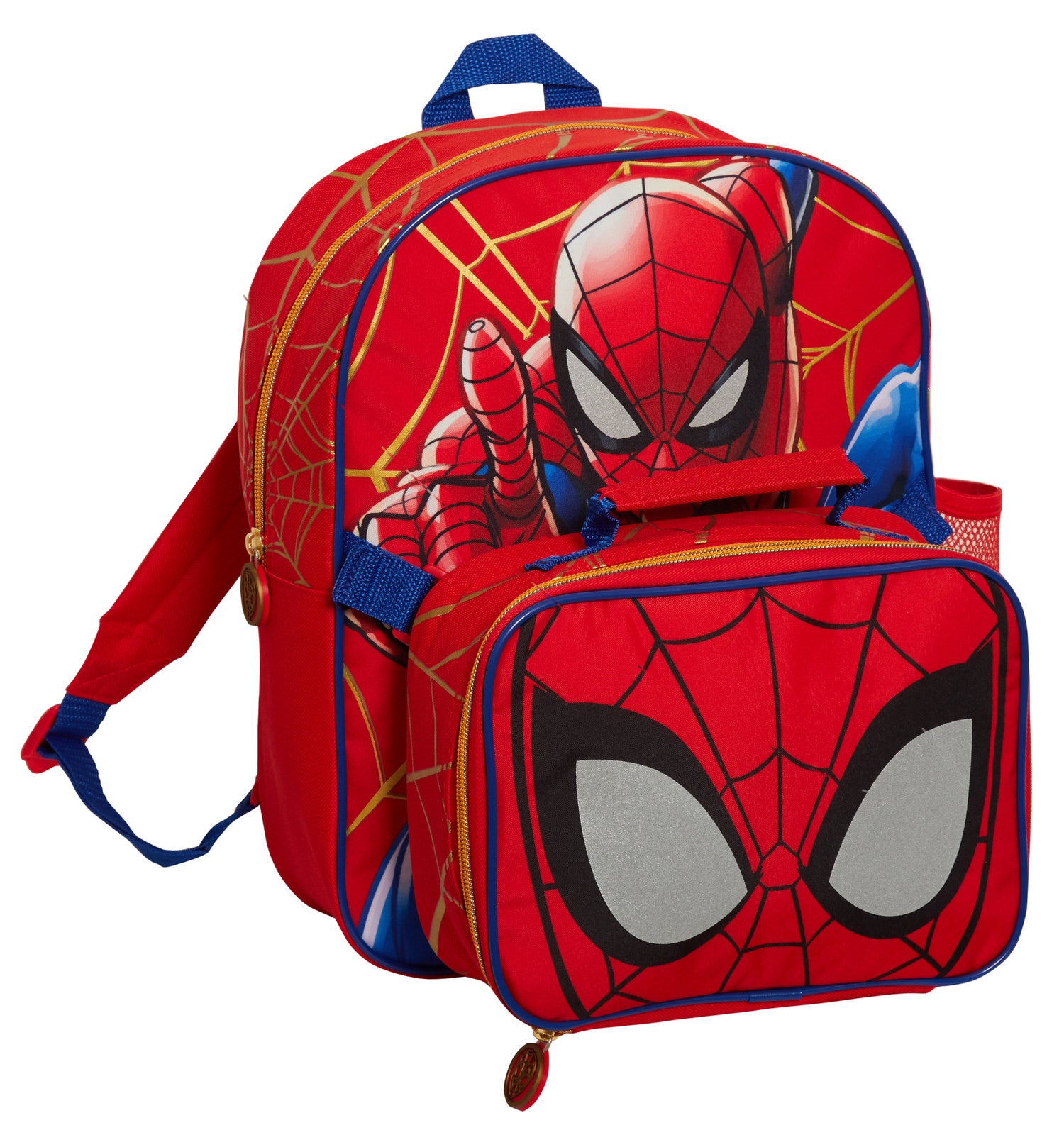 Spiderman Backpack With Cool Lunch Bag Bottle Holder School Matching 2 Piece Set
