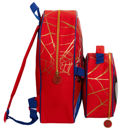Spiderman Backpack With Cool Lunch Bag Bottle Holder School Matching 2 Piece Set