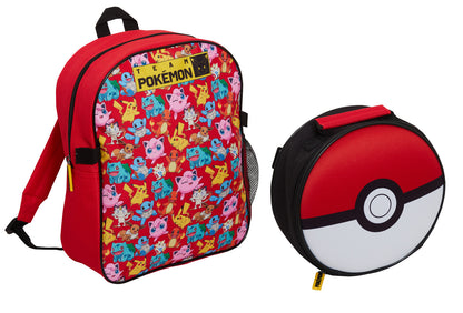Pokemon Backpack + Detachable Lunch Bag Boys Girls Back To School Poke Ball Bag