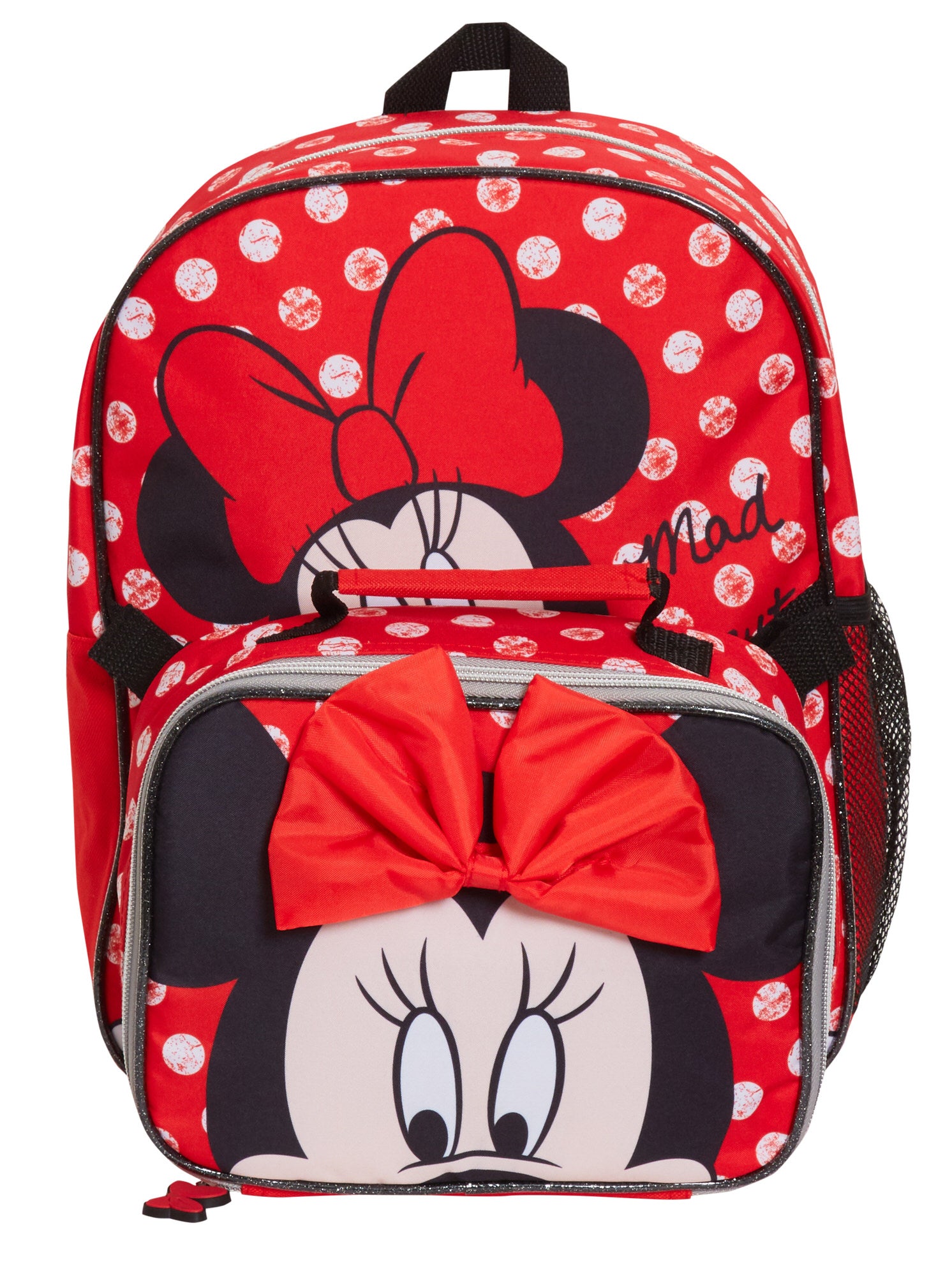 Disney Minnie Mouse Backpack With Lunch Bag Girls School Matching 2 Piece Set