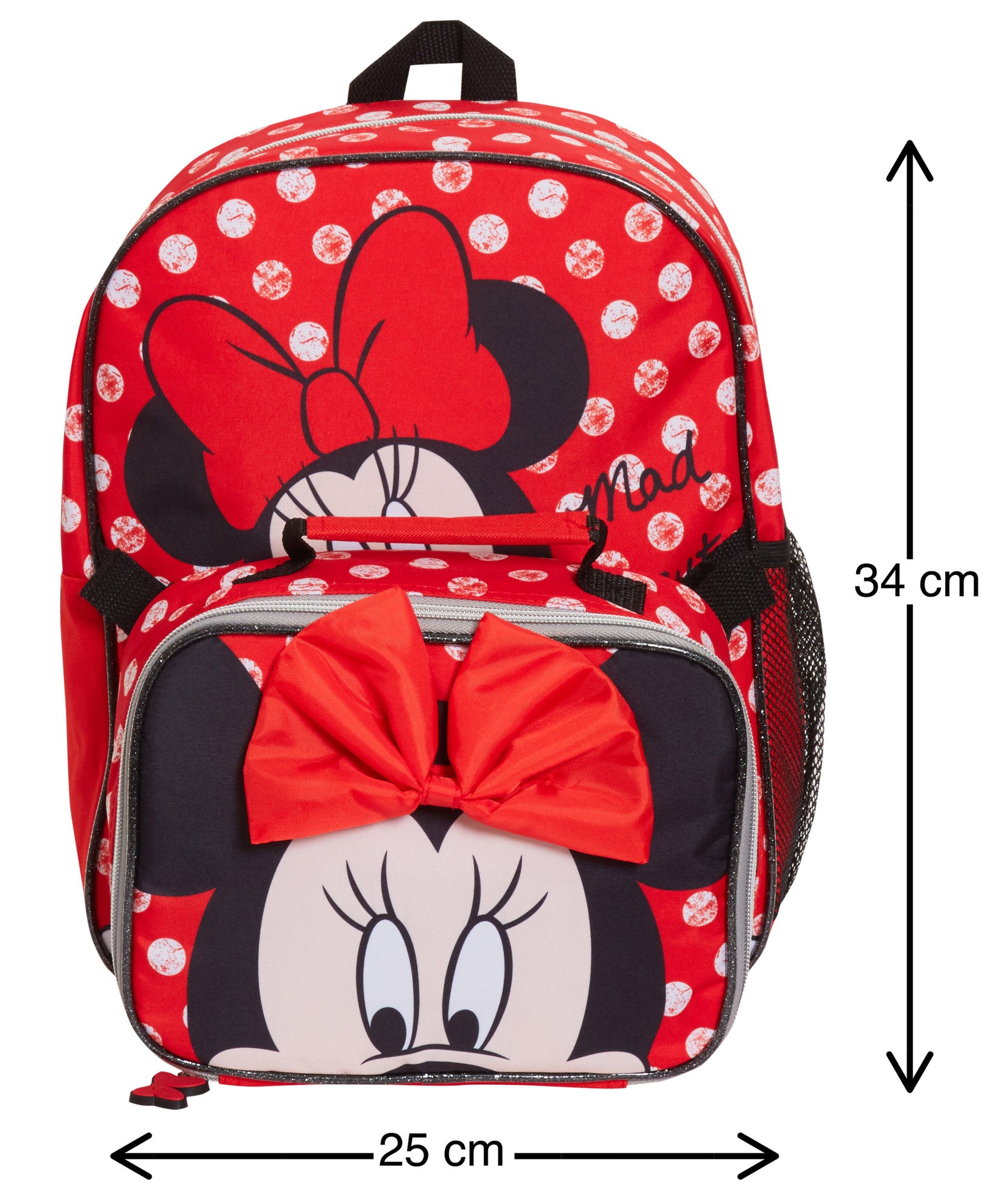 Disney Minnie Mouse Backpack With Lunch Bag Girls School Matching 2 Piece Set