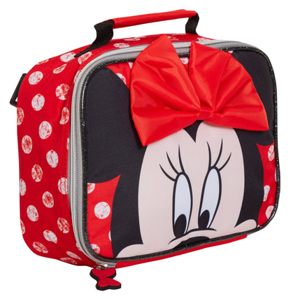 Disney Minnie Mouse Backpack With Lunch Bag Girls School Matching 2 Piece Set