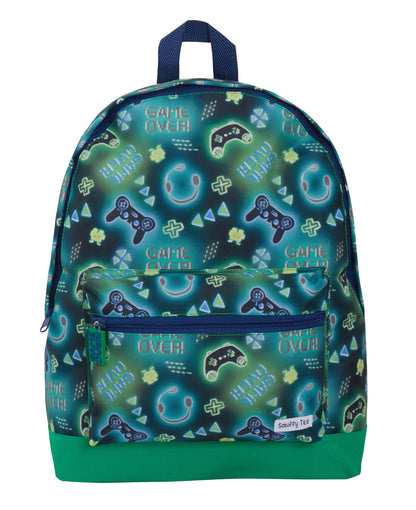 ScruffyTed Boys Gamer Backpack Kids Game Over Large Travel Bag Multi School Bag