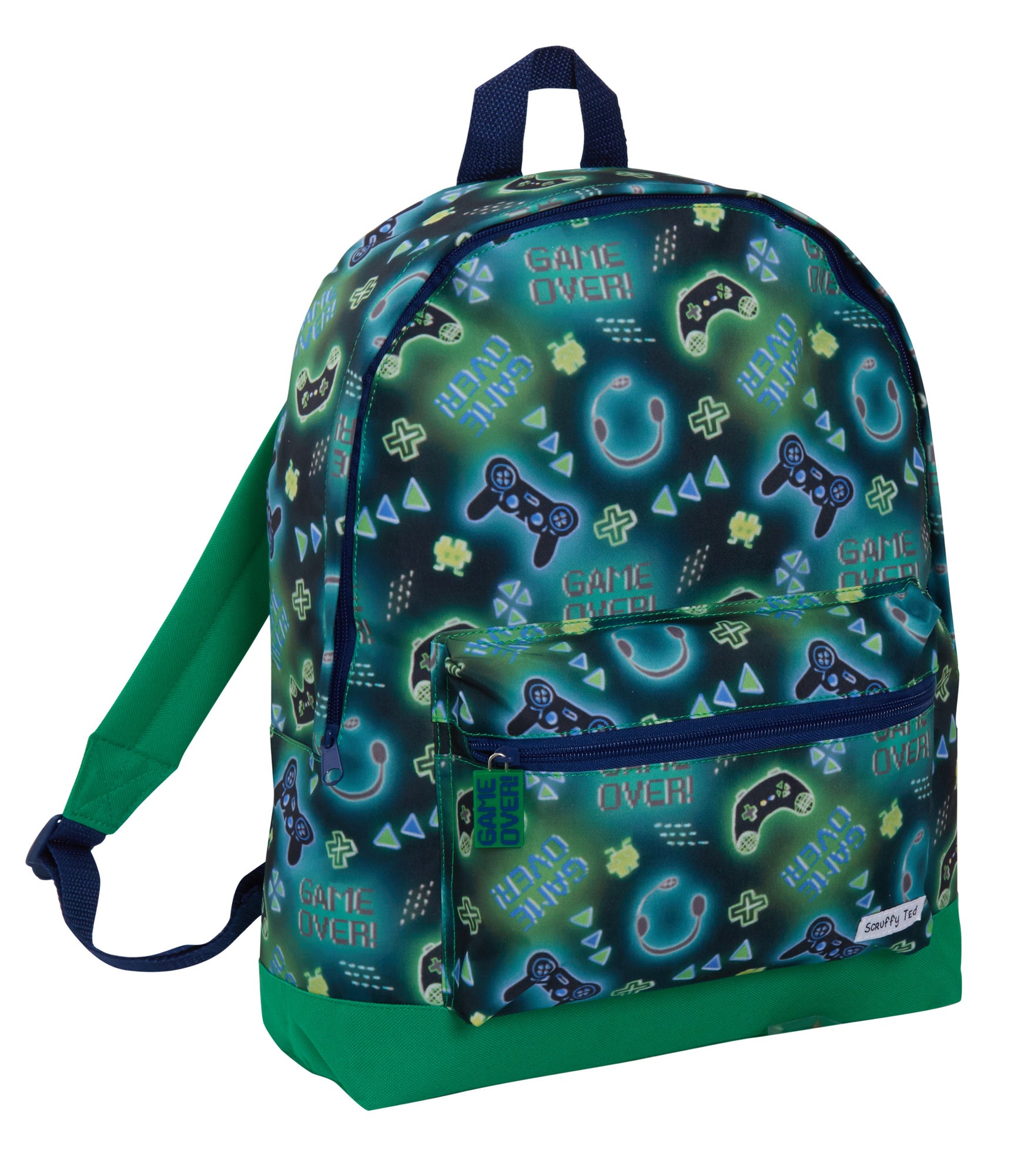 ScruffyTed Boys Gamer Backpack Kids Game Over Large Travel Bag Multi School Bag