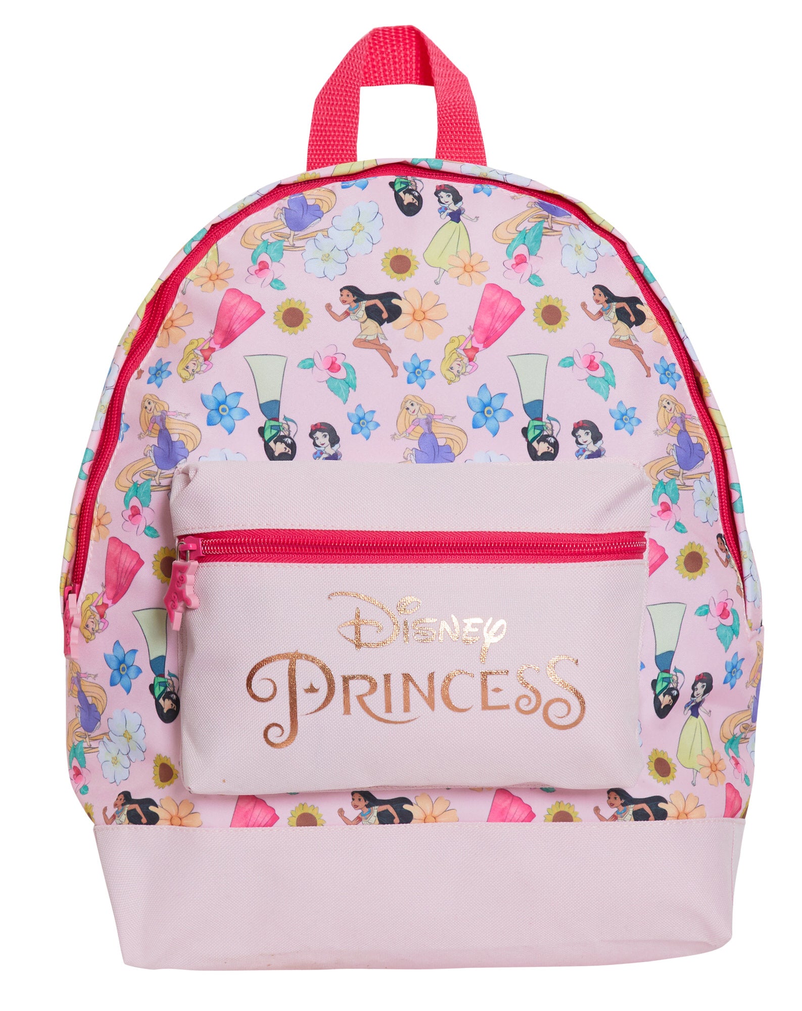 Disney Princess Backpack Girls School Bag Large Pink Rose Gold Travel Lunch Bag
