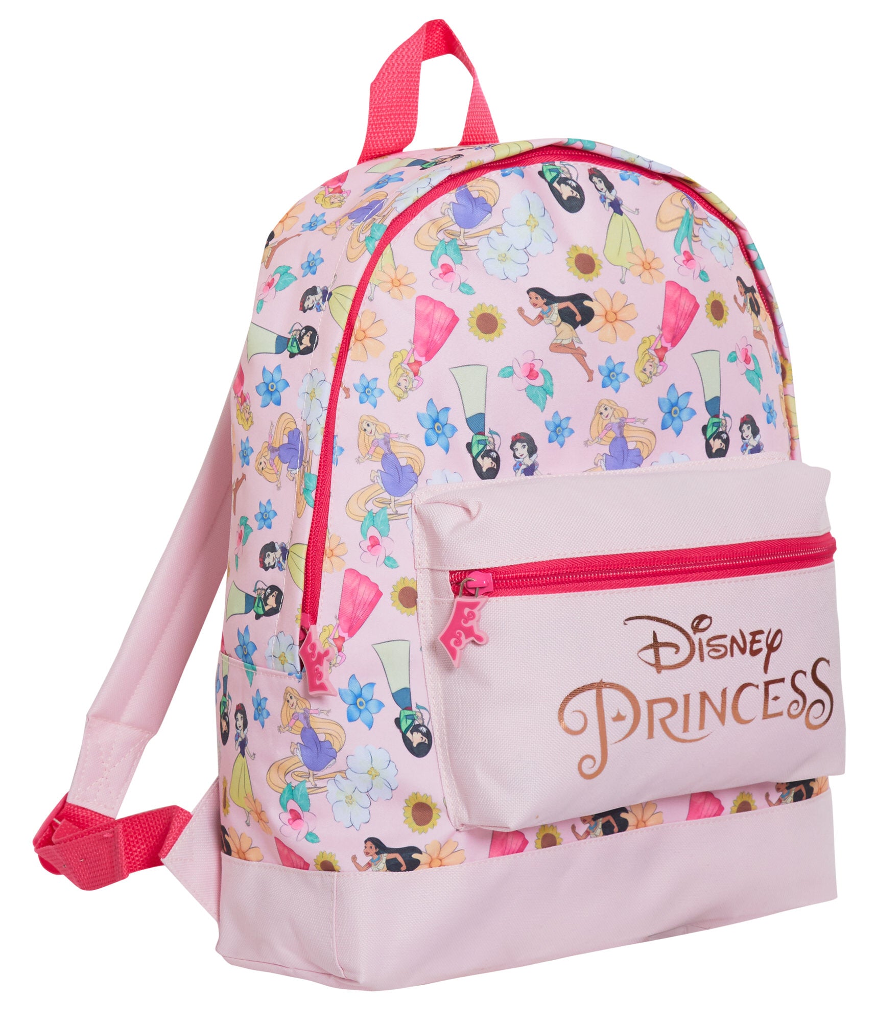 Disney Princess Backpack Girls School Bag Large Pink Rose Gold Travel Lunch Bag
