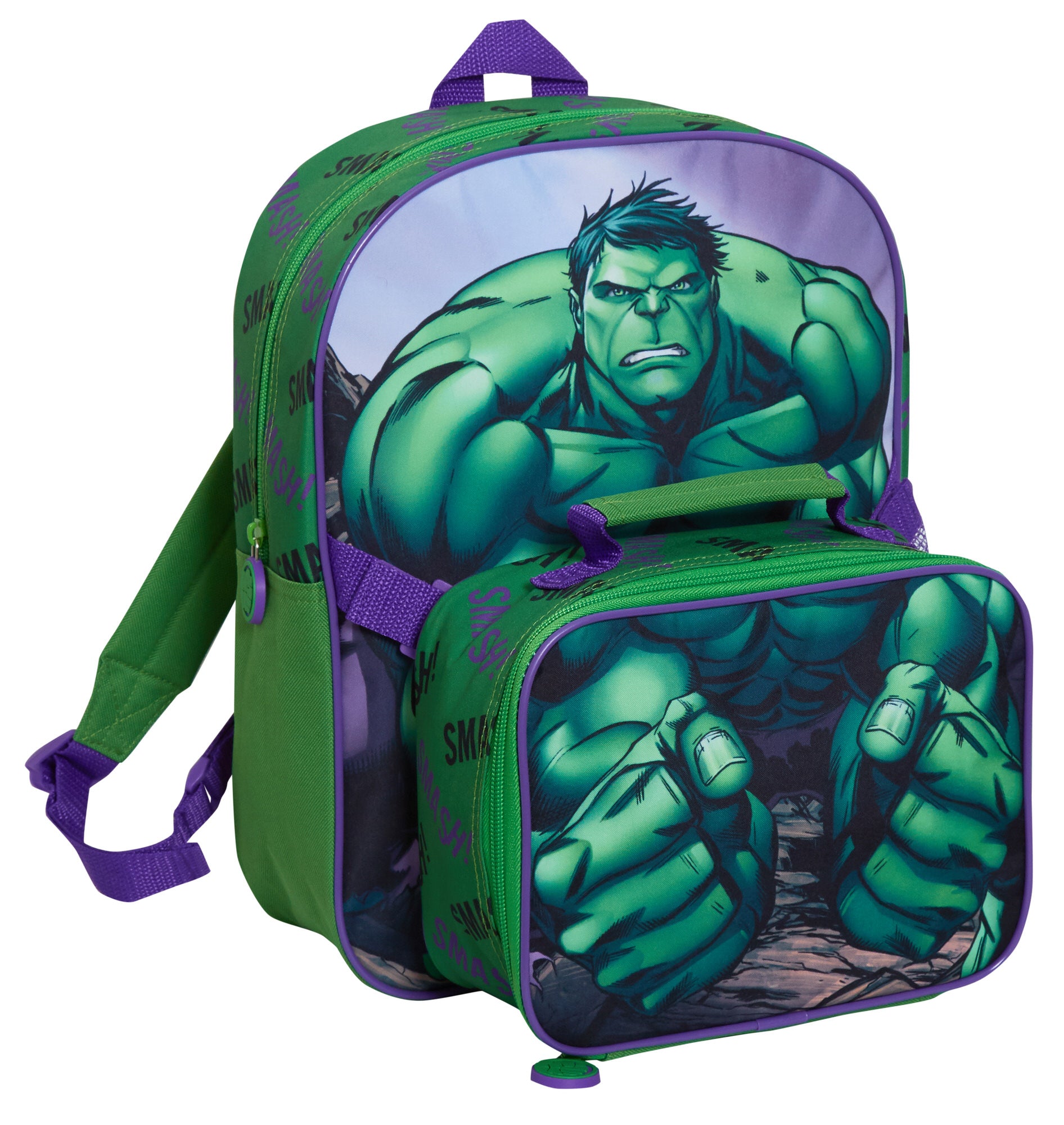 The Hulk Backpack With Lunch Bag For Kids Marvel Matching 2 Piece School Bag Set