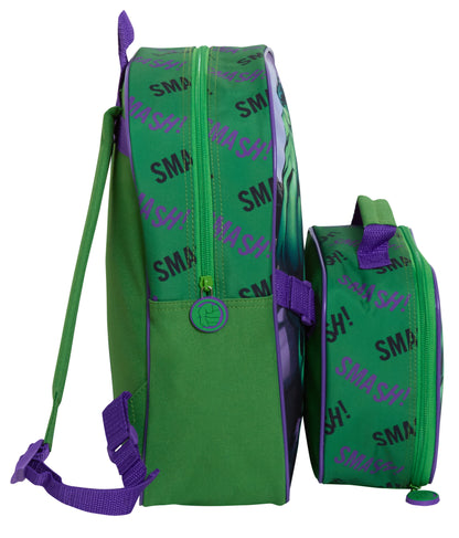 The Hulk Backpack With Lunch Bag For Kids Marvel Matching 2 Piece School Bag Set