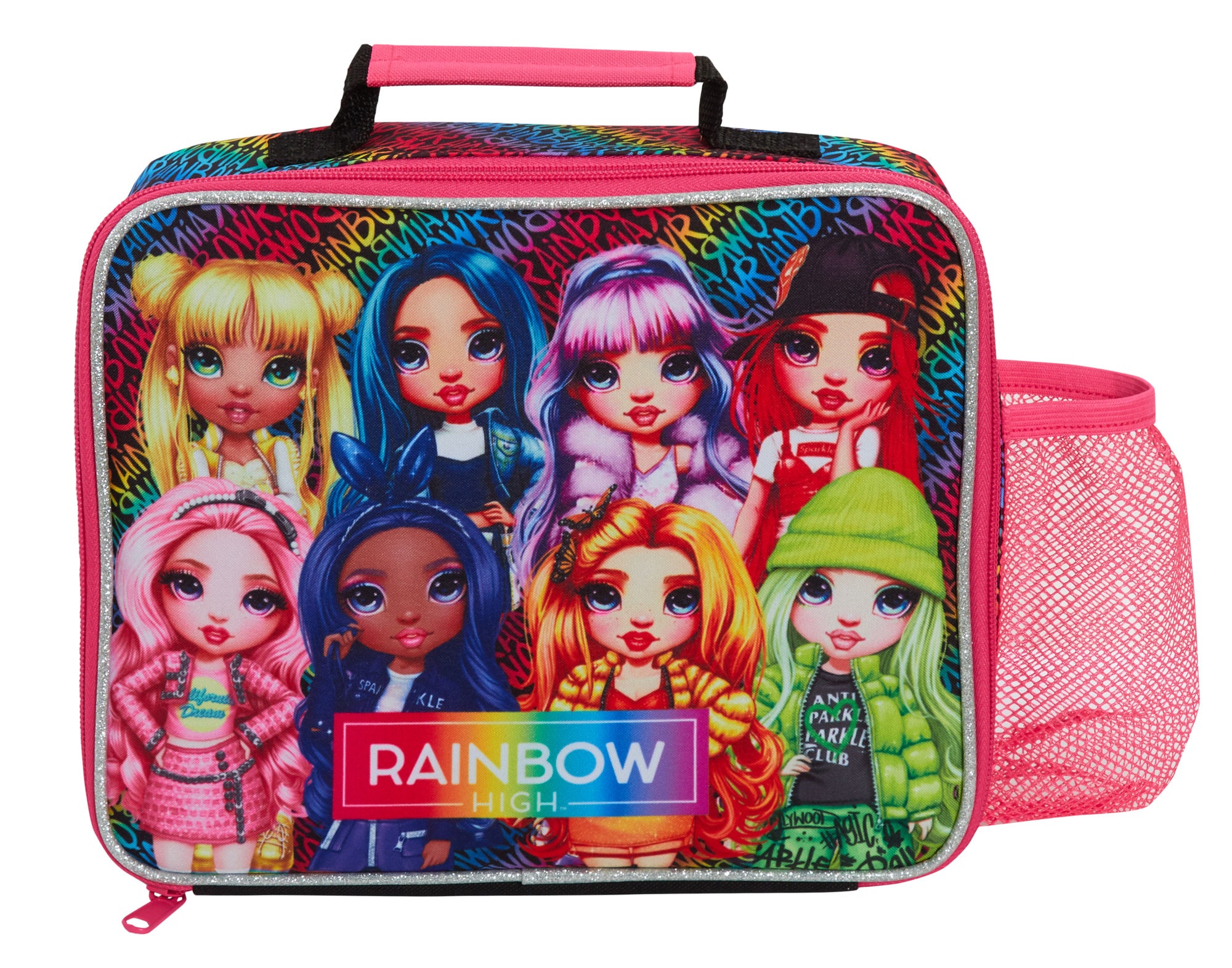 Rainbow High Lunch Bag with Bottle Holder Girls School Insulated Cooler Lunchbox