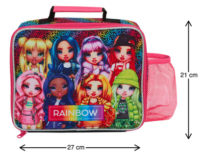 Rainbow High Lunch Bag with Bottle Holder Girls School Insulated Cooler Lunchbox