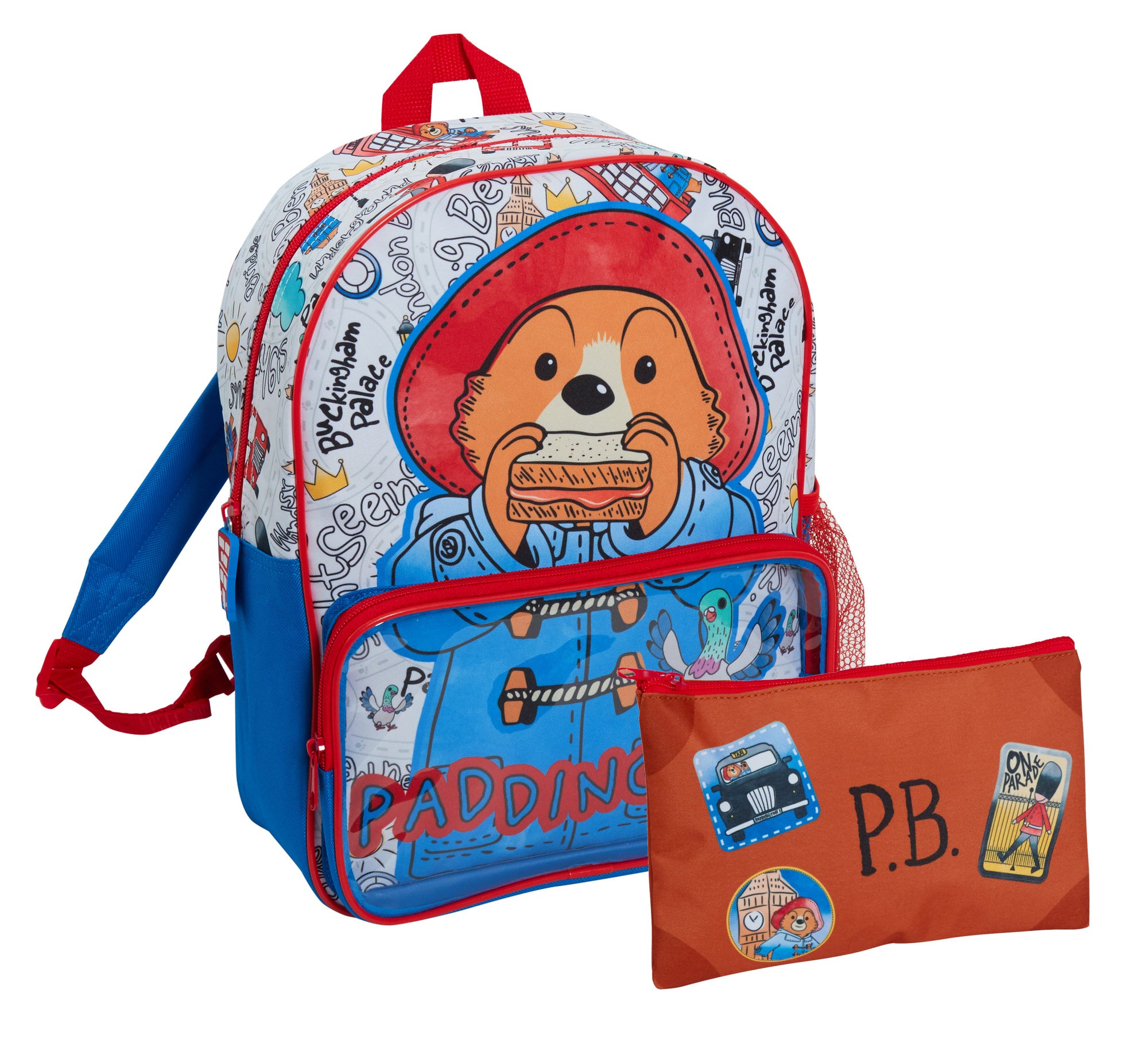 Paddington Bear Backpack with Pencil Case Kids Nursery School Lunch Book Bag