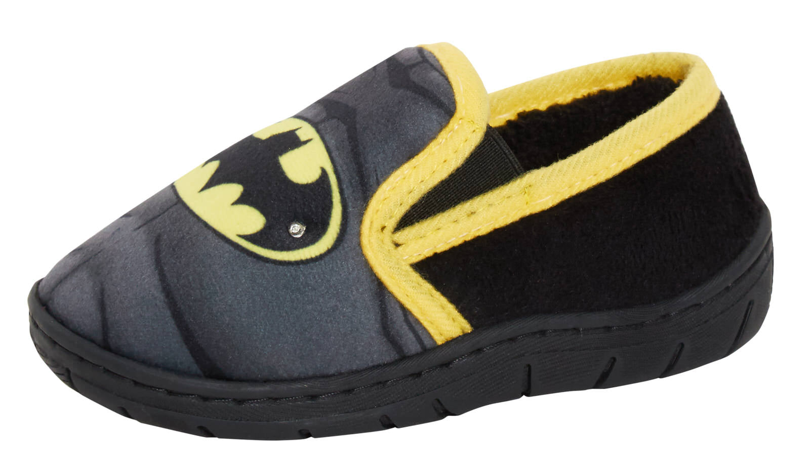 Boys Batman Light Up Slippers Kids Fur Lined Slip On Flashing House Shoes Mules