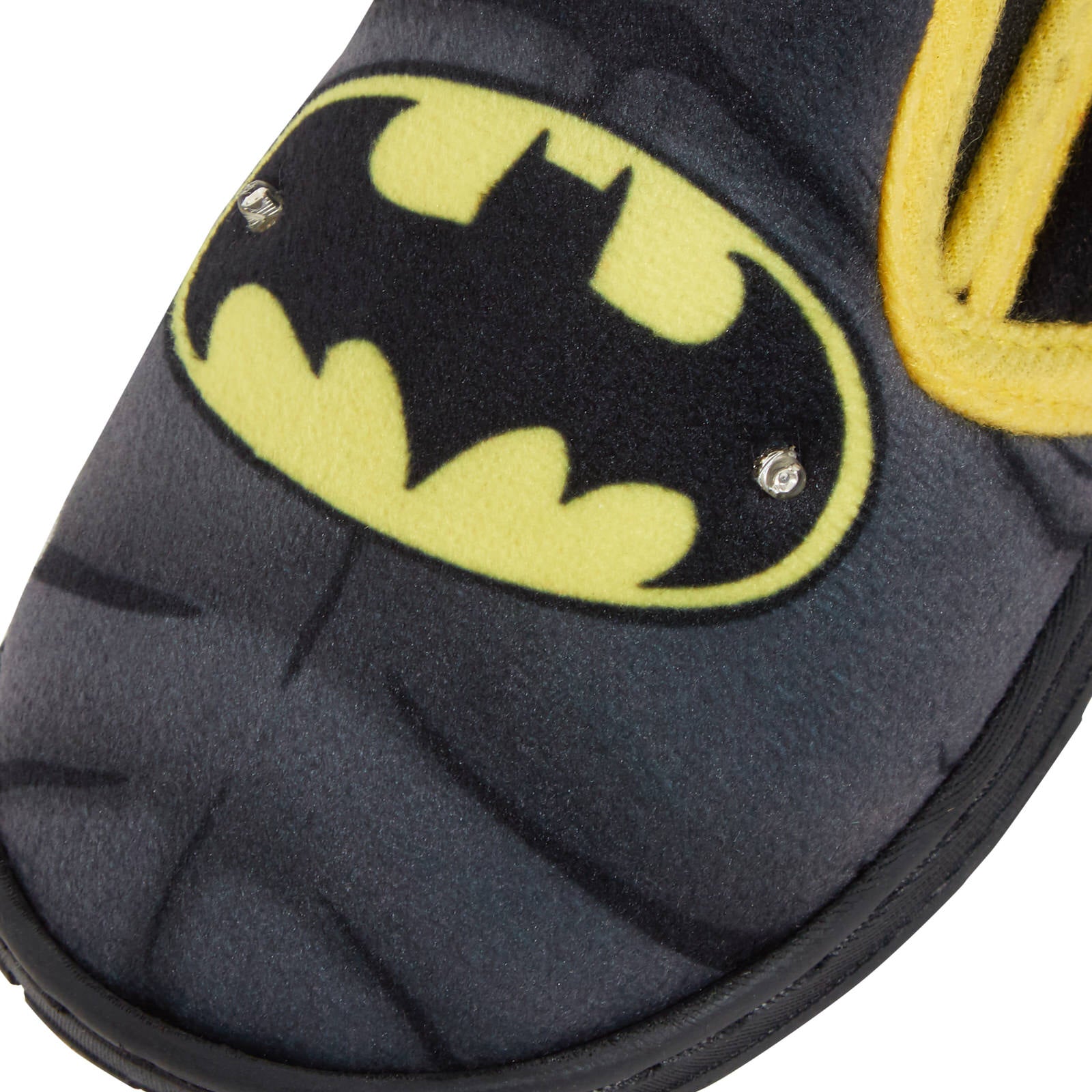 Boys Batman Light Up Slippers Kids Fur Lined Slip On Flashing House Shoes Mules