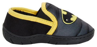 Boys Batman Light Up Slippers Kids Fur Lined Slip On Flashing House Shoes Mules