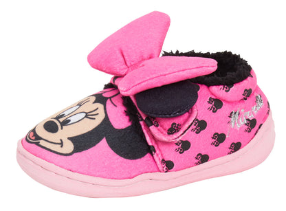 Girls Disney Minnie Mouse Slipper Booties Toddlers First Walkers House Shoes