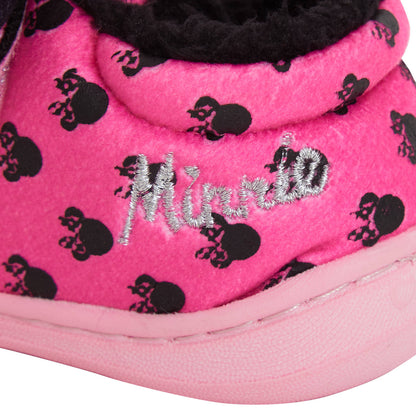 Girls Disney Minnie Mouse Slipper Booties Toddlers First Walkers House Shoes