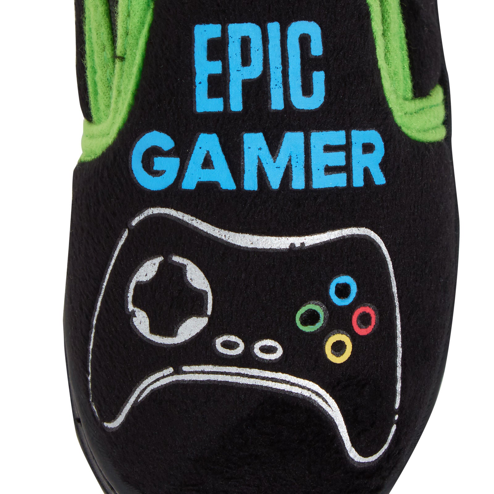 Boys Epic Gamer Slippers Kids Gaming Slip On Mules Warm Fleece Lined House Shoes